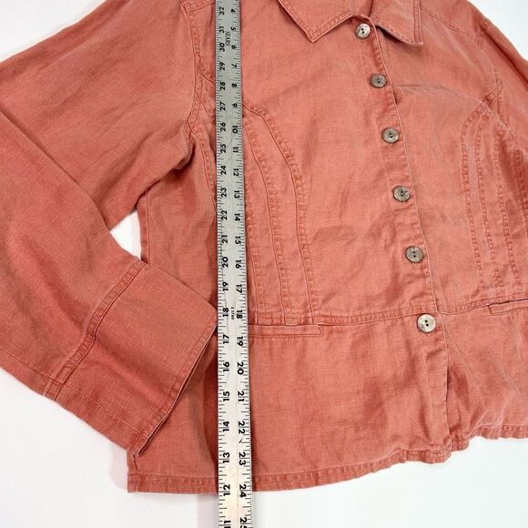 J Jill Jacket Womens 18 Linen Pink Peach Button Front Lightweight Long Sleeve - Picture 3 of 7